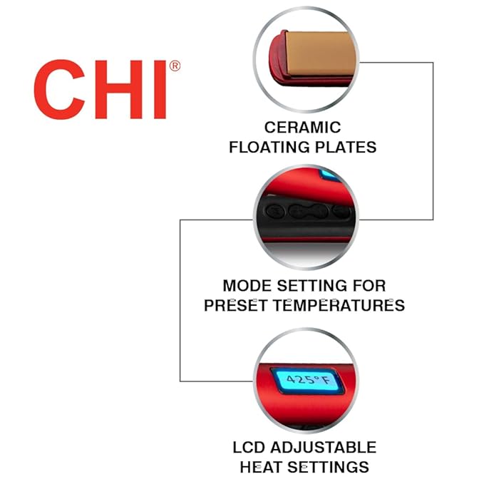 CHI Original Digital Ceramic Hair Straightener 1", Hairstyling Iron, Delivers Shiny Smooth Results, Even Heat for Less Damage, Midnight Matte Black