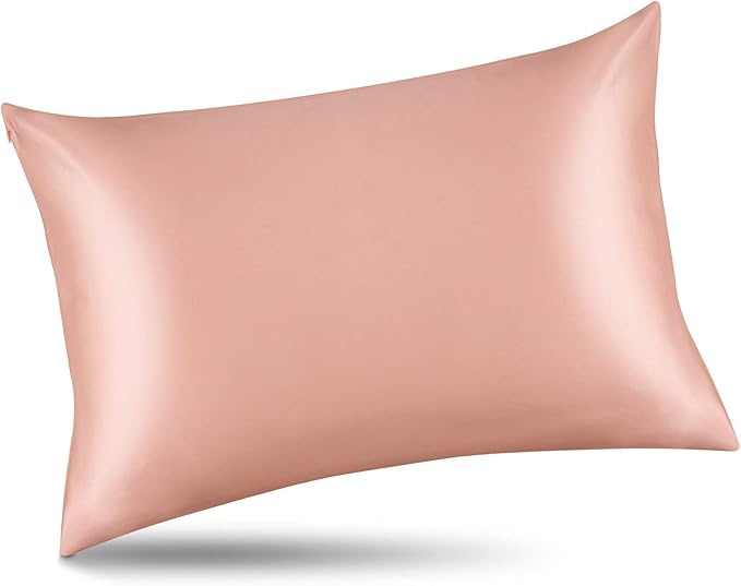 ALASKA BEAR Natural Silk Pillowcase, Hypoallergenic, 19 Momme, 600 Thread Count 100 Percent Mulberry Silk, Queen Size with Hidden Zipper (1, Dusty Pink)