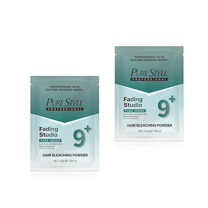 PURESTYLE 2Packs(100g) Professional Ammonia-Free Hair Bleach Powder, Over 9 Levels Blue Fade Technology, Dust-Free & Fragrance Formula Fading Powder, Gentle Quick Bleach Lightener for Hair (2packs)