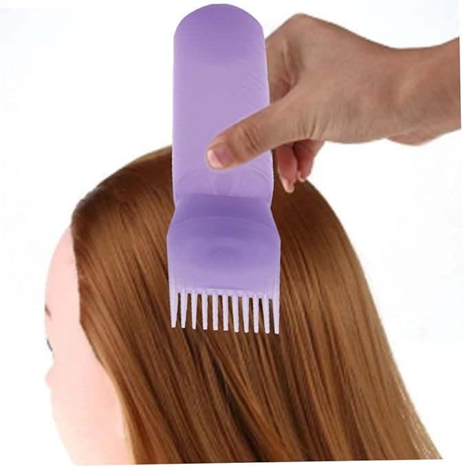 Hair Oil Applicator,Root Comb Applicator Bottle, Hair Dye Bottle 160ML Shampoo Bottle Hair Comb Applicator Bottle Brush Bottle for Hair Dyeing Tool Purple