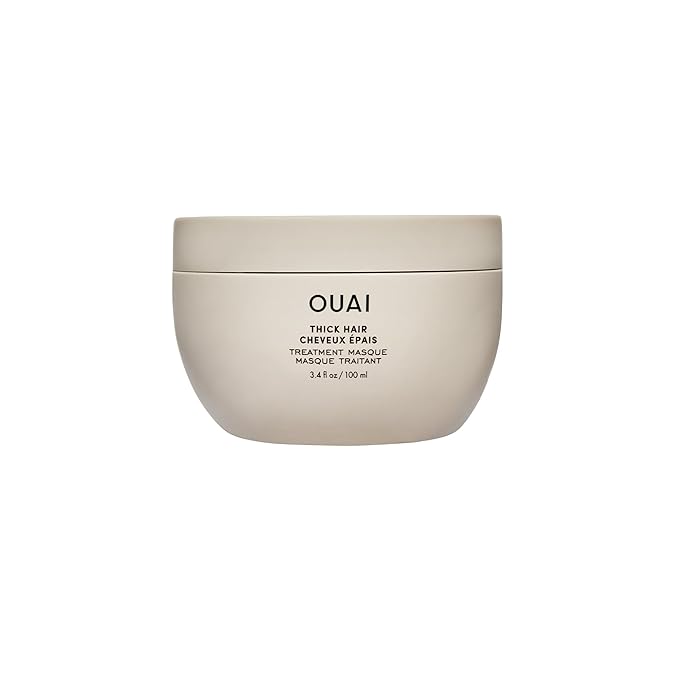 OUAI Thick Hair Mask - Treatment Masque with Almond Oil, Olive Oil, & Hydrolyzed Keratin to Restore Damaged Hair - Phthalate & Paraben Free Masque (3.4 Oz)