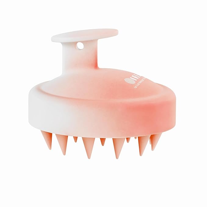 HEETA Scalp Massager Hair Growth, Soft Silicone Scalp Scrubber Shampoo Brush for Exfoliation, Dandruff Removal Head Massage Stress Relax, Wet & Dry Use for Thick Thin Curly Hair Care, Gradient Pink