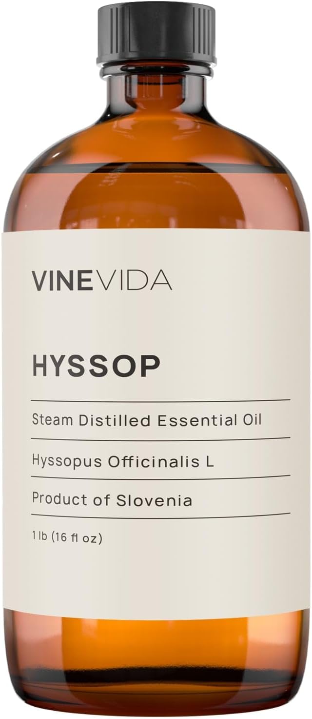 VINEVIDA Hyssop Essential Oil 16 oz - Undiluted, DIY Candle Scents, Bulk for Soap Making