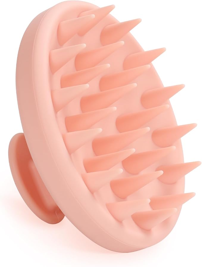 Silicone Scalp Massager, Scalp Scrubber for Hair Growth with Soft Bristles, Scalp Exfoliator Brush Dandruff Removal Shampoo Brush for Wet Dry Scalp Care (Pale Pink)