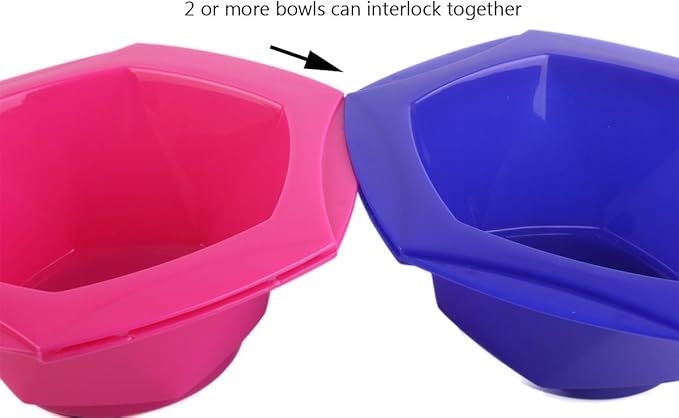 PERFEHAIR Small Hair Coloring Dye Mixing Tint Bowls and Brush Kit - Set of 7 Rainbow Colors | 6.8 fl oz per Bowl