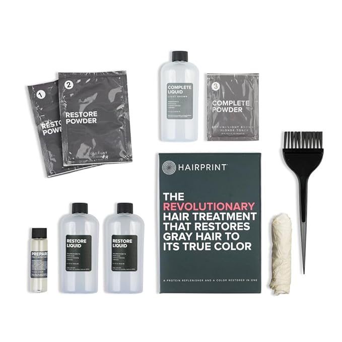Hairprint True Color Restorer in Brown | Patented for Restoring Gray Hair | Replenishes Natural Pigment | Adds Body, Strength, & Texture | At-Home Treatment | Dye-Free & Non-Toxic
