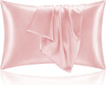 BEDELITE Satin Pillowcase with Zipper 2 Pack, Pink Pillow Cases Standard Size, Super Soft and Cooling Similar to Silk Pillow Cases, Gift for Women Men(20x26 Inches)