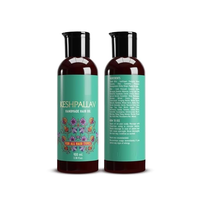 Keshpallav Hair Oil For Men & Women | Promotes Hair Growth & Reduces Hair Fall | With Rosemary, Castor, Amla, Coconut and Bhringraj Oil | Mineral Oil Free | 100 ml