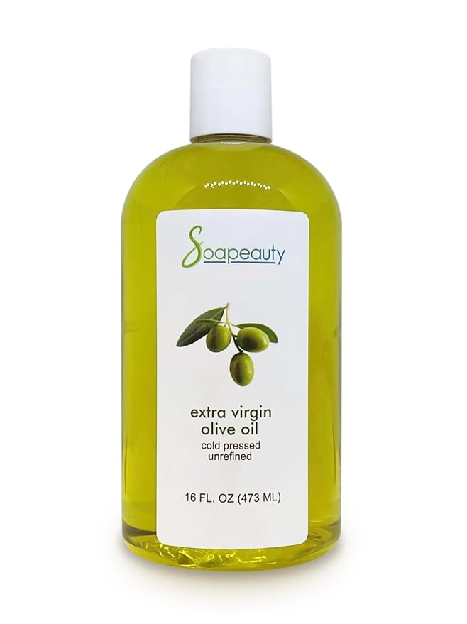 Soapeauty Extra Virgin Olive Oil | 100% Pure & Natural Unrefined Cold-Pressed Carrier Oil | Massage & Body Oil | for Skin, Face, Hair, and Soap Making | Carrier for Essential Oils - 16 Fl Oz