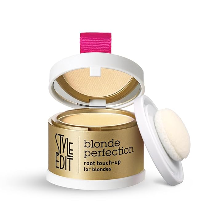 Root Touch Up Powder by Style Edit | Temporary Hair Color for Light Blonde, Dark Roots, Highlights, and Grays | Mineral Infused Concealer for Thinning Hair and Hairline | 0.14 oz.