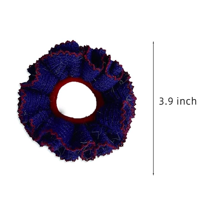 2 Pcs Soft Fabric Scrunchies for Hair,3.9 inch Medium Elastic Hair Ties Ropes Crochet Knit Silky Scrunchie for Women-Mixed Color 2