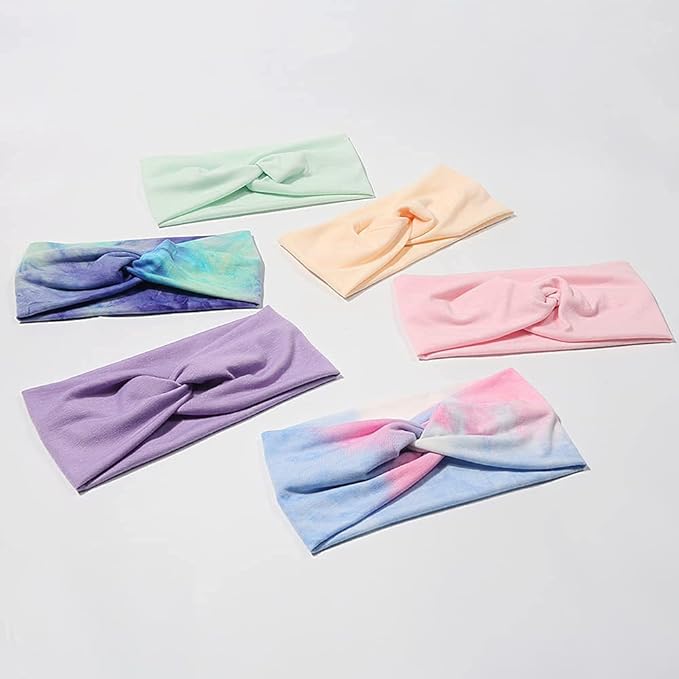 Artilady 6 Pack Wide Boho Headbands for Women - Soft Yoga Elastic Hair Bands for Girls Workout Running Sport Headwrap Non-slip Breathable (Multicolor)