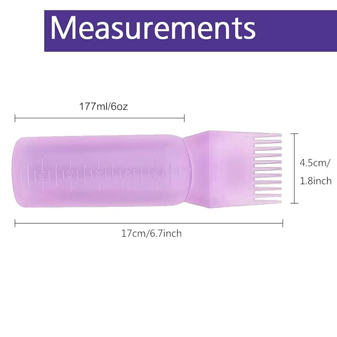 Empty Scalp Comb Applicator 7oz for All Purpose Oil Squeeze Bottle, Pressurized Plastic Comb Color Applicator, Refillable, BPA Free, Hair Treatment, 200ml, Clear, Pack of 5