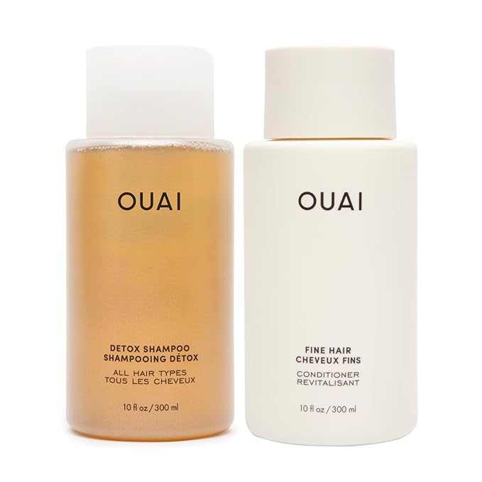 OUAI Detox Shampoo & Fine Hair Conditioner Bundle - Clarifying Shampoo for Build Up, Dirt, Oil, Product and Hard Water & Volumizing Conditioner for Fine Hair (2 Count)