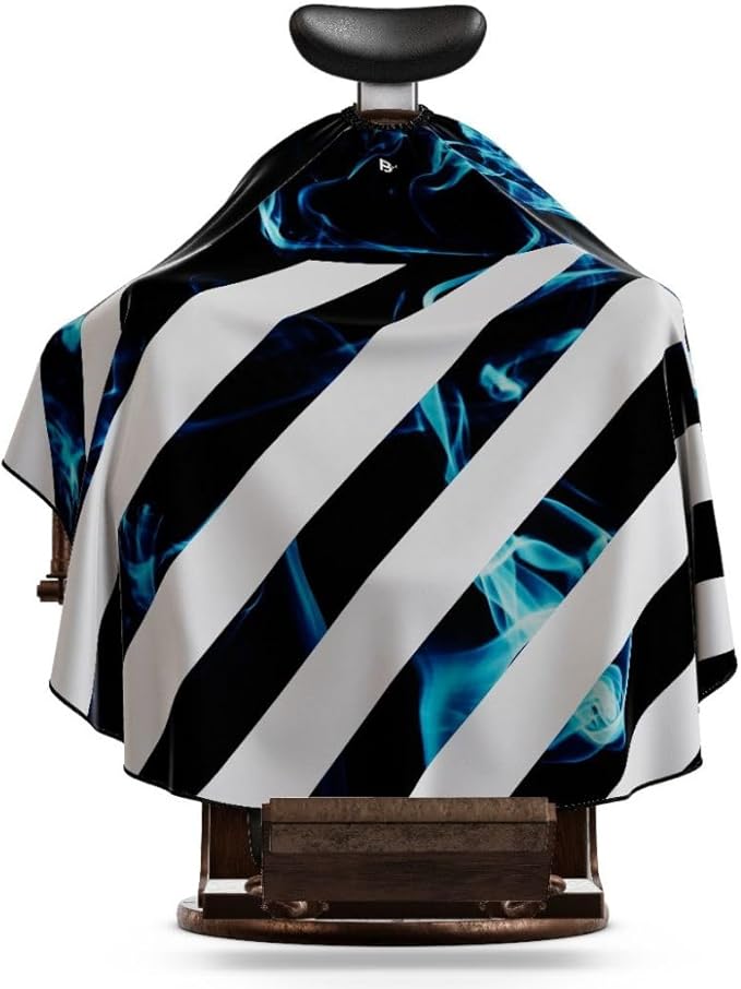 Professional Barber Cape - Hair Cutting Cape with Adjustable Neck Closure, Salon Quality Styling Cape for Hairdressers and Barbers - Blue Smoke