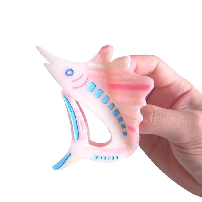 Novelty Sailfish Hair Clips,Cute Acetate Hair Clip,Big Claw Clips for Women,Pink