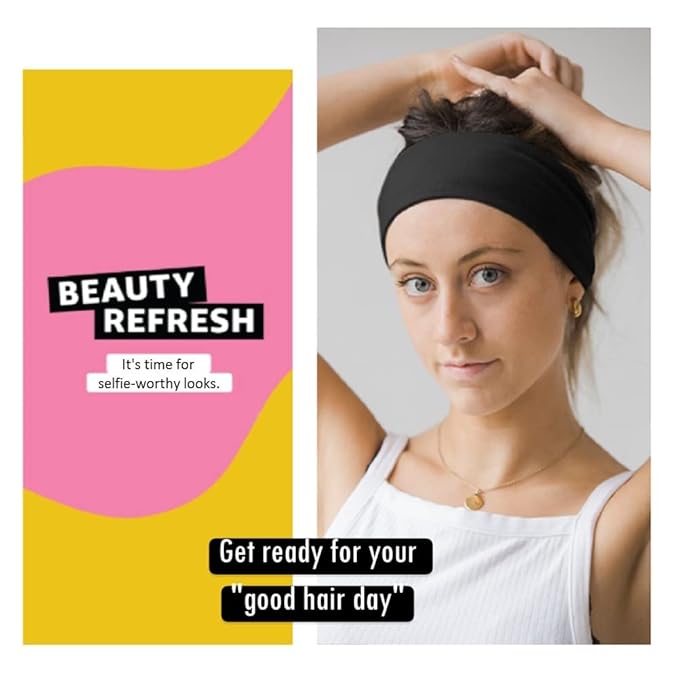 AKTVSHOW Headbands for Short Hair - Elastic Non-Slip Workout Sports Yoga Head Bands, Wide Thick Sweat Hair Wraps for Girls, 12 Pack