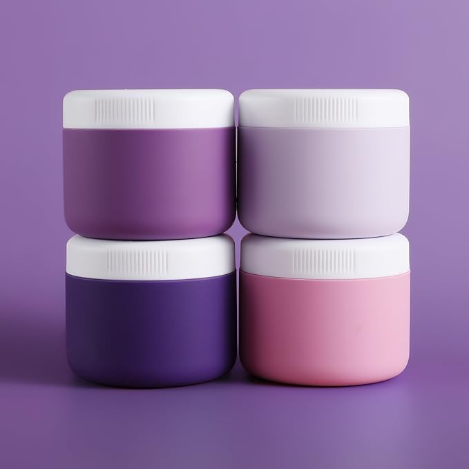 Travel Containers for Toiletries, Silicone Cream Jars BPA-Free, Leak-proof 3oz Travel Size Containers, Portable Size Silicone Jars with Lid for Cosmetic Face Hand Body Cream (4 Pack)