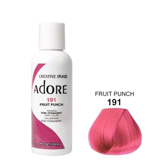 Adore Semi Permanent Hair Color (191 Fruit Punch) | Vegan & Cruelty-Free Pink Hair Dye | No Ammonia, No Peroxide, No Alcohol | 4 Fl Oz (Pack of 1)