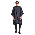 Betty Dain Premier Barber Cutting/Styling Cape, Black Trim Piping, High-end Look, Soft, Lightweight, Water Resistant Nylon, Repels Hair, Snap Closure at Neck, Generous 54 x 60 inch Size, Black