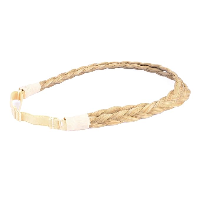 DIGUAN Double Three Strand Synthetic Hair Braided Headband Hairpiece Extension Women Girl Beauty accessory (Honey Blonde)