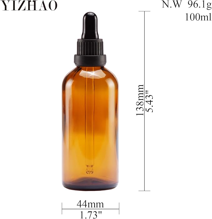 YIZHAO Amber Glass Dropper Bottle 4oz, Tincture Bottles with Glass Dropper, for Essential Oils, Aromatherapy, Cosmetic, Laboratory, Pharmacy, Liquids, Travel –9 Pcs