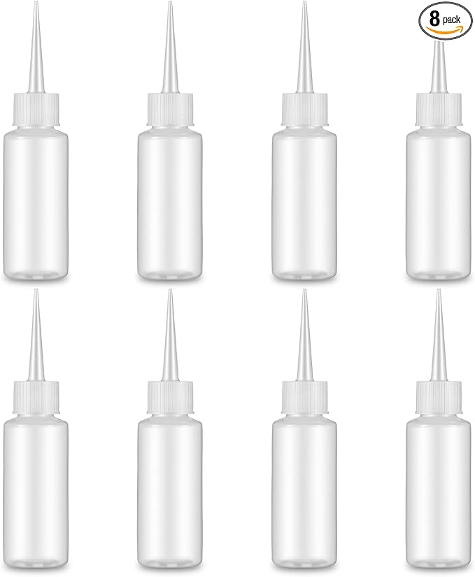 8 Pcs Small Squeeze Bottles, 50ml Tiny Applicator Bottle, Clear Empty Needle Tip Bottles for DIY Craft, Leak-Proof Hair Dye Bottle for Hair Dye, Paint Art and Liquids