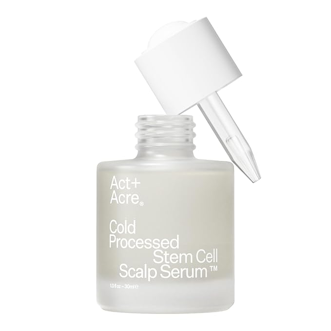 Act+Acre Cold Processed Stem Cell Scalp Serum - Promotes Thicker and Fuller-Looking Hair - Soothes and Hydrates the Scalp - Sulphate and Paraben Free - Aloe Vera for Improved Scalp Health - 1 fl oz.
