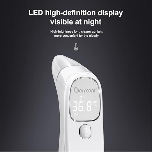 Berrcom Forehead and Ear Thermometer for Adults and Babies, Digital No-Touch Medical Thermometers with LED Display, 1s Instant Reading, Contactless Temperature Thermometer, Auto Shut-Off