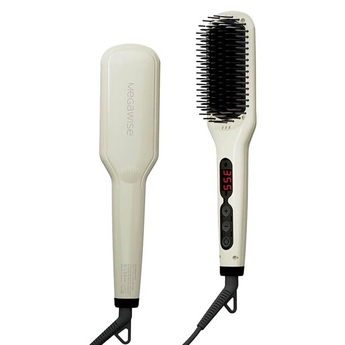 MEGAWISE Hair Straightener Brush Series (Pearl White)