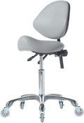 Adjustable Hydraulic Roller Saddle - Heavy Duty (450 lbs) - Beauty Salon, Massage, Clinic and Office - Grey