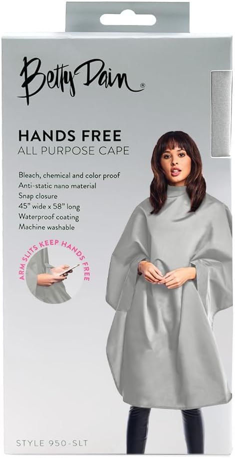 Betty Dain Hands-Free All-Purpose Bleach Proof Cape, 45" W x 58" L, Chemical, Color, Waterproof Polyester, Machine Washable