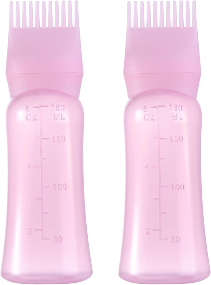 Root Comb Applicator Bottle 6 Ounce Hair Oil Applicator for Hair Dye, Hair Oiler Comb Bottle with Graduated Scale