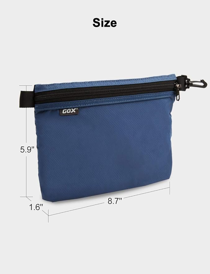 GOX Travel Toiletry Bag Carry On Zipper Pouch Cosmetic Kit Makeup Digital Bag Water Resistant Nylon（navy …