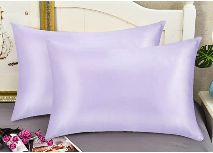100% Mulberry Silk Pillowcases Set of 2 for Hair and Skin and Super Soft and Breathable King Size Nature Silk Pillowcases (King, Light Purple)