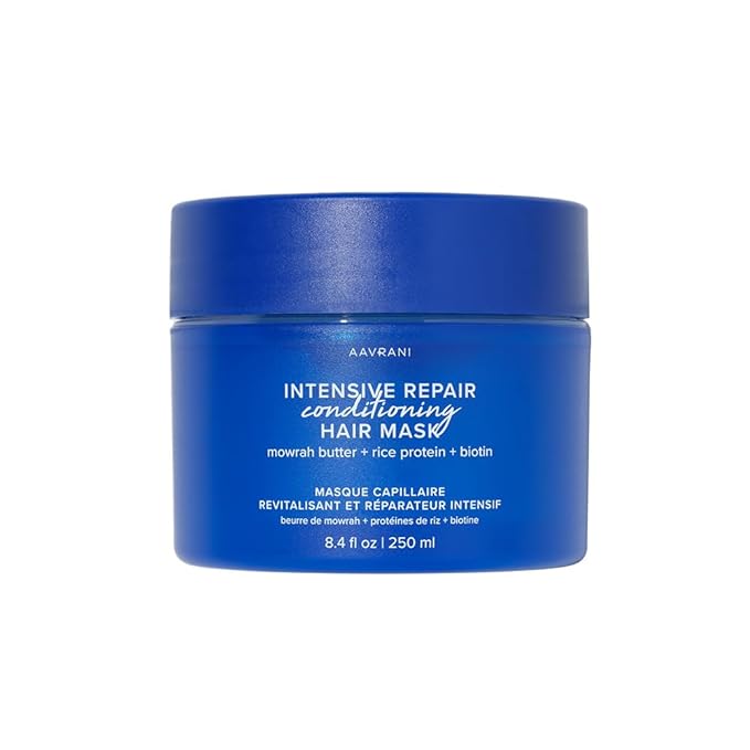 AAVRANI Intensive Repair Conditioning Hair Mask - Mask for Dry, Damaged Hair - with Biotin, Rice Protein, & Mowrah Butter to Repair - Vegan - 8.4 Oz