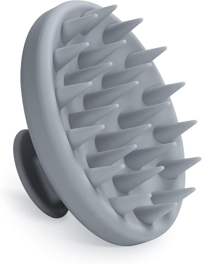 Silicone Scalp Massager, Scalp Scrubber for Hair Growth with Soft Bristles, Scalp Exfoliator Brush Dandruff Removal Shampoo Brush for Wet Dry Scalp Care (Grey)