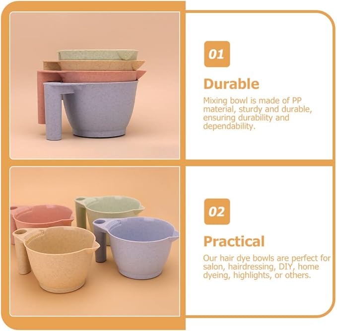 Luxshiny 2pcs Portable Hair Dye Mixing Bowl Tint Bowls for Hair Salon Material and Application