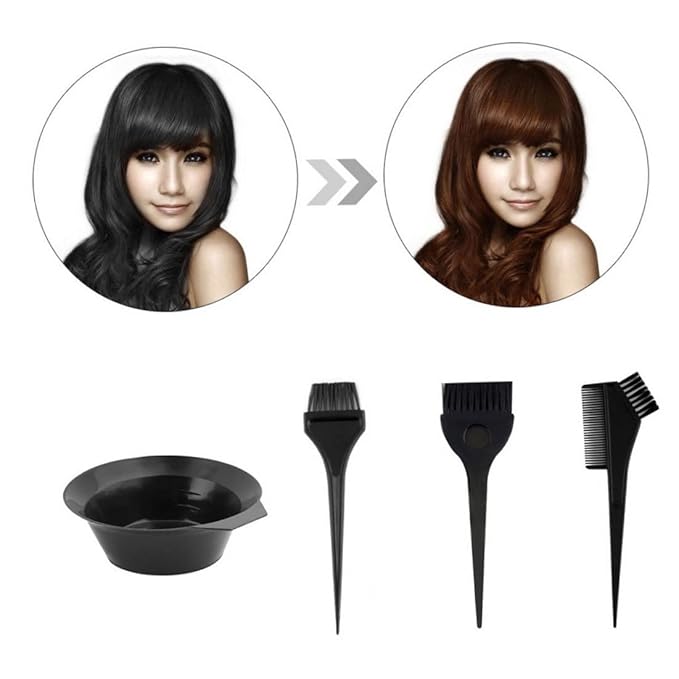 Hair Coloring Dyeing Kit Hair Dye Color Brush Comb Mixing Bowl Styling Tools for Salon 4PCS