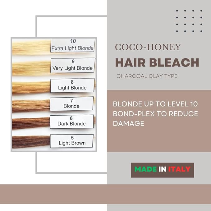 Hair Bleaching Powder for Dark Hair Lightening Blonde Hair Salon Quality Safe at Home (Charcoal 8.75 oz (250g))