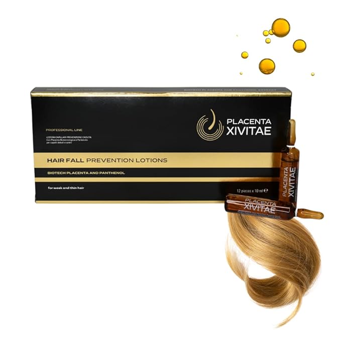 Placenta Hair Growth Treatment 12 x 10 ml - Nettle Ampoules for Hair Loss and Follicles Regrowth - Placenta Serum Enriched with Panthenol and Eucalyptus - Soothing Scalp Treatment
