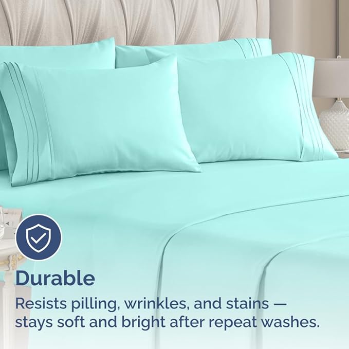 Queen Pillow Cases Set of 10 - Ultra Soft Hotel Quality Pillowcase Covers - Comfy, Cozy & Wrinkle Free - Shrink, Stain and Fade Resistant - Machine Washable Pillow Protectors - 10 Pcs Set - Spa Blue