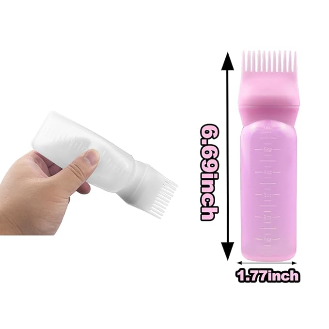 ELANE 4 Pack Hair Oiler Comb Bottle,Root Comb Applicator Bottle for Hair Oil Scalp Hair Oiling Applicator(2Pink+2White)