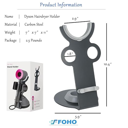 Foho Hair Dryer Holder for Dyson Supersonic, Magnetic Stand with Power Plug Cable Organizer, Bathroom Organizer Supersonic Dryer, Diffuser and Nozzles