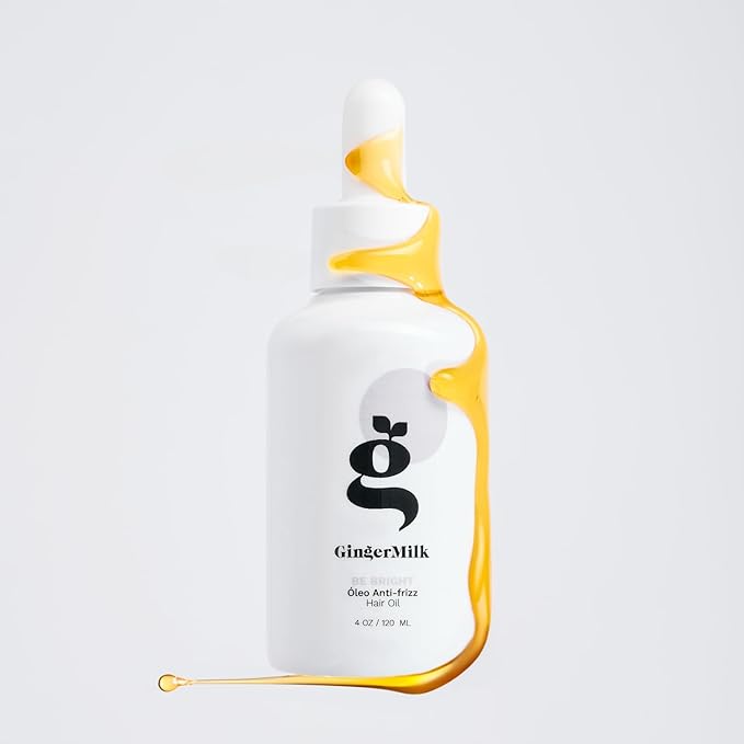 Anti-Frizz Hair Oil with Ginger, Argan & Castor hair oil for frizzy hair | Seals split ends, Strengthens the hair structure and adds shine for all hair types Nourishes & Repairs by Ginger Milk