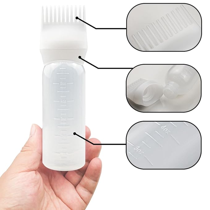 4 PCS Root Comb Applicator Bottle,Hair Oil Applicator Bottle for Hair Dye Shampoos Salons.6oz（white）