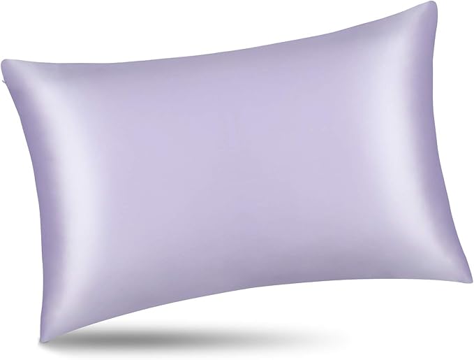 Silk Pillowcase Queen Size w/Random Color Silk Scrunchie Gift Set for Skin and Hair Care Beauty Sleep ALASKA BEAR Organic Best 100% Mulberry Silk Real Cooling Pillow Case (1pc, Lilac Lavender)