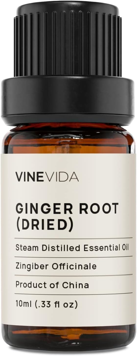 VINEVIDA Dried Ginger Root Essential Oil 10 mL - Undiluted Candle Scent DIY Scents for Candlemaking Soap Making Safe Skin,0.33 Fl Oz 1.33 Ounces