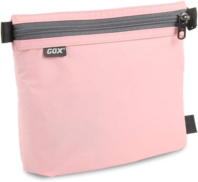 GOX Travel Toiletry Bag Carry On Zipper Pouch Cosmetic Kit Makeup Digital Bag Water Repellent Nylon (Pink)