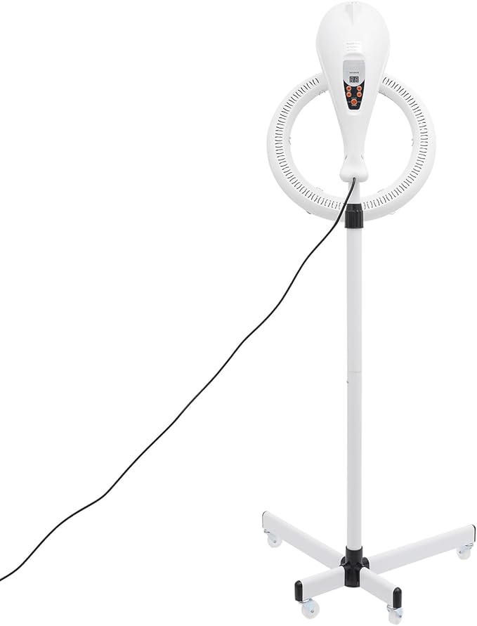 Professional Stand Hair Dryer 950W, Infrared 360° Rotating Hair Color Processor with Adjustable Height & Timer, for Perm Styling Dyeing Oil Treatment, Salon Home Use, White(White)